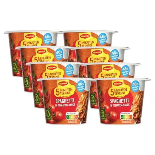 Maggi 5 Minuten Terrine Spaghetti in Tomatensauce, leckeres Fertiggericht, Instant-Nudeln, 8er Pack (8 x 60g)