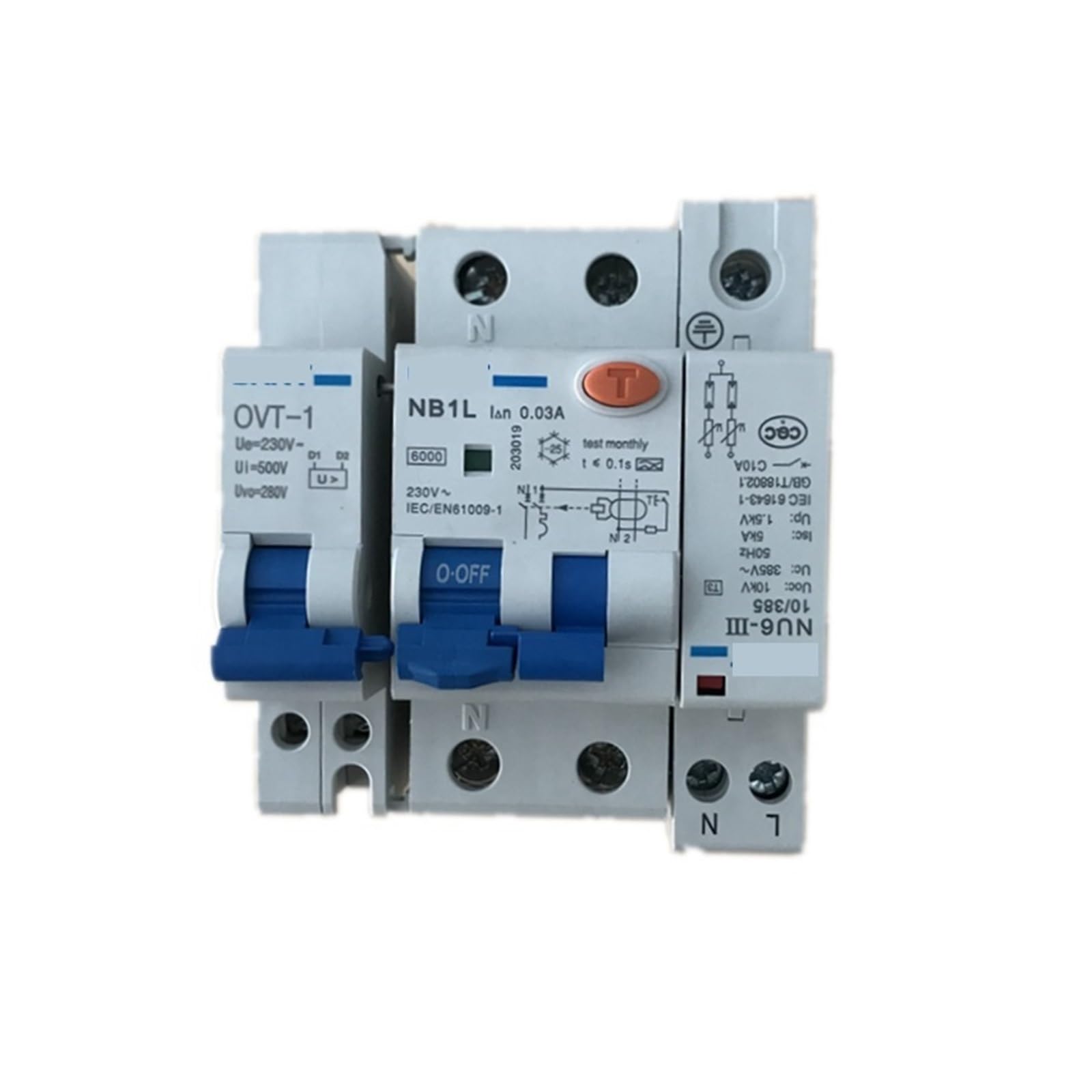 Dispositivo Descargador OVT-1 NB1L NU6-III POV-1 Protector Permanente contra sobretensiones transitorias Sobretensiones transitorio y Permanente con diferencial(40A-14x51 Holder-Fuse)
