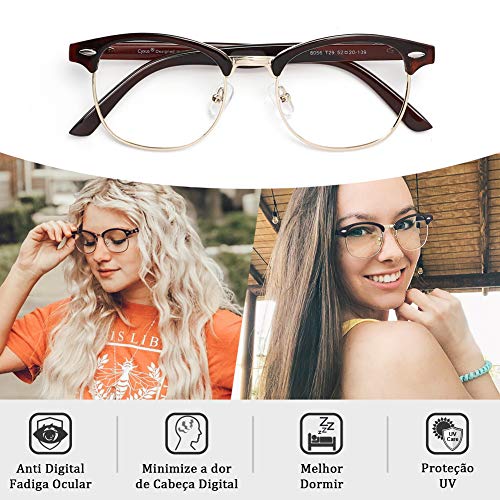 Cyxus Óculos de Luz Azul Óculos de Computador Lentes Transparentes Anti-Fadiga Ocular para Homens e