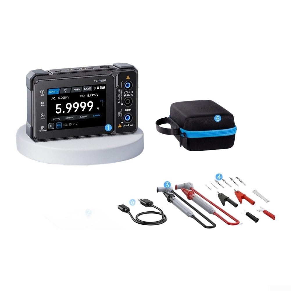 TMP-610S Handheld-Oszilloskop-Multimeter, Signalgenerator, 60.000 Count, ABS, True RMS, Auto Range | Labor, Reparatur, Schaltungsprüfung (TMP-600)