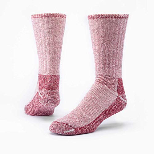 Maggie's Organics Merino Wool Killington Mountain Hiker Socks for Men & Women - One Pair Large Size Raspberr