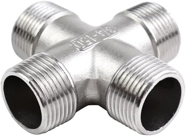 Beduan Cross 1/2" Male NPT Cast Pipe Fitting, 4 Way Coupling, Stainless Steel Class 150