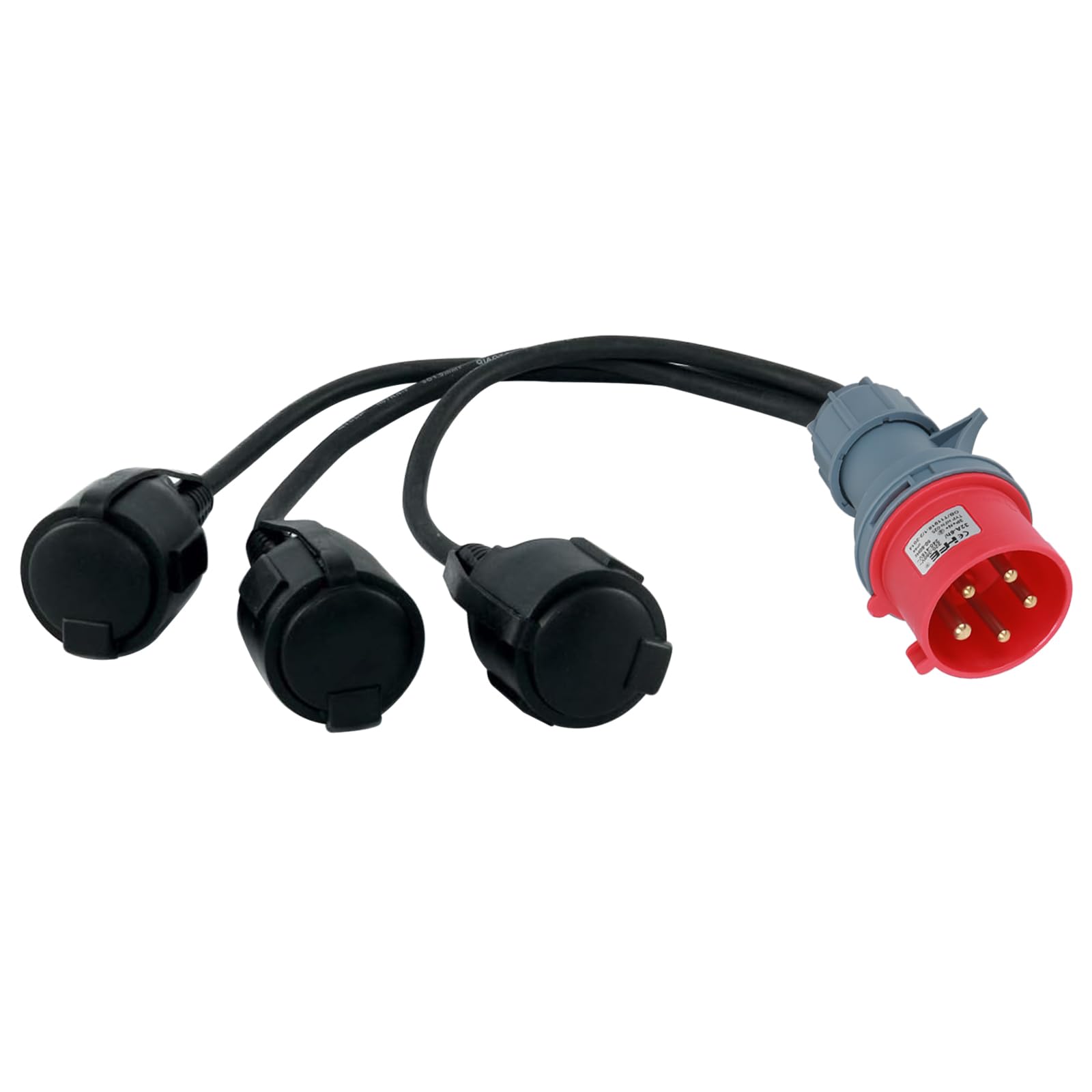 H05RR-F Adaptateur CEE 400 V 16 A mâle vers 3 coupleurs 230 V – H05RR-F 3 x 1,5 mm