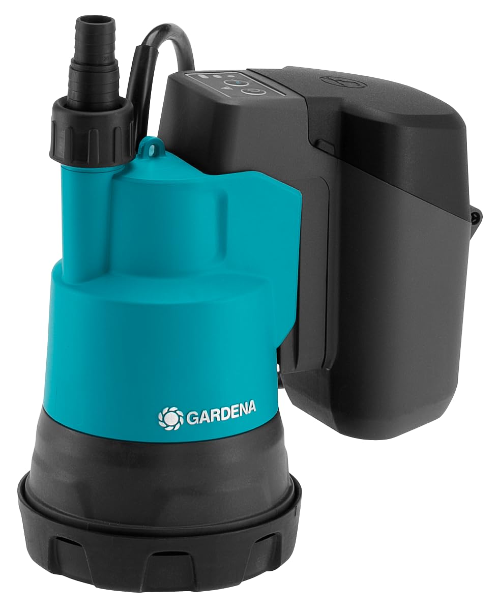Gardena Bomba sumergible de agua limpia con batería 2000/2 18V P4A Solo: Alto caudal y presión, Niveles de potencia regulables, Filtro integrado, Protección contra el funcionamiento en seco (14600-55)