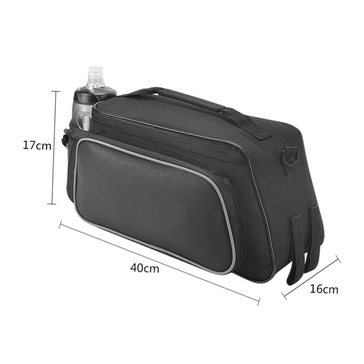 ERINGOGO Borsa Bicicletta Posteriore per Bici da Corsa e Mountain Bike con Riflettenti ad Alta Visibilità Grande Capacità per Accessori Ciclismo Nero