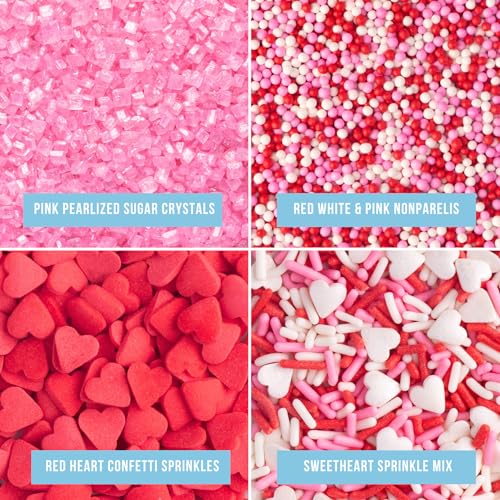 Image of Sweets Indeed Sprinkles, 4 Pack, Edible Sprinkle Mix, Perfect for Cake Decorations, Baking, Ice Cream, Cookies, Cupcake Topper (Sweetheart)