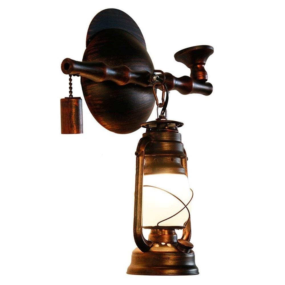 SXSCARKX Rustic Loft Antique Galss Wall Lamp American Industrial Retro Steampunk Bedroom Kerosene Iron Art Lantern Balcony Bamboo Light Bar Cafe Barn Farmhouse Edison Sconce 1-Light E27 nee