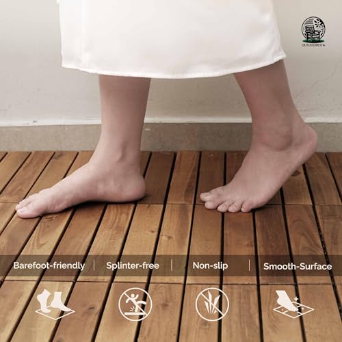Image of Outdoor Deck Tiles Waterproof - Balcony Flooring 12x12 - Pack of 10 Snap-Together Interlocking Patio Floor Tiles, Waterproof Outdoor Tiles for Pool, Patio Tiles Outdoor Interlocking All Weather