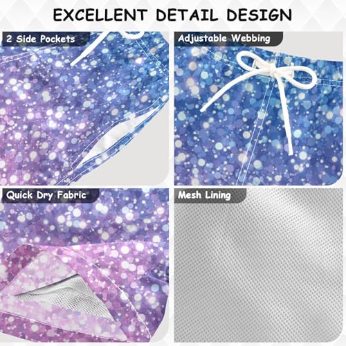 Pigsaly Boys Swim Trunks Pink Lavender Blue Gradient Flashing Glitter Boys Board Shorts Swimsuit Swimwear Bathing Suit 2T3