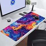 Tappetino Mouse XXL Gaming 800 x 400 x 2mm Blue Fluid | Grand Mouse Pad da Scrivania con Bordi Cuciti e Base in Gomma Antiscivolo, Tracciamento ad Alta Precisione per PC e Ufficio