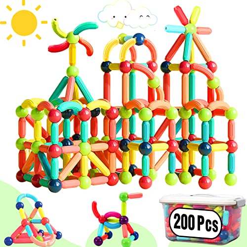 200Pcs Magnetic Toys Building Blocks, Magnets For Kids 3 4 5 6 Year Old, Toddler Toys Age 2-4 For Boys Girls, Magnetic Balls And Magnet Rods Toy Building Set, Magnetic Tiles Toys For Toddlers #TOP14