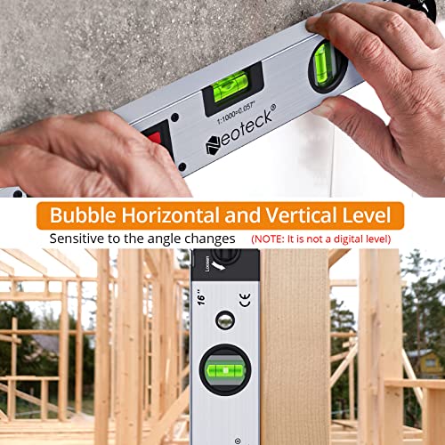 Neoteck Buscador de Ángulo Digital 400mm/16inch 0~225° Transportador de Ángulo Digital con Bolsa Portátil Nivel de Ángulo Digital con Pantalla LCD Retroiluminada para Industriales, Renovación