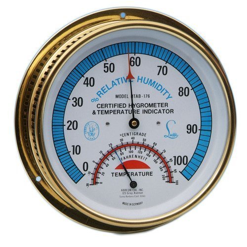 Buy Thermco 6” Brass Dial Thermo Hygrometer for Monitoring Temperature and Humidity Online at