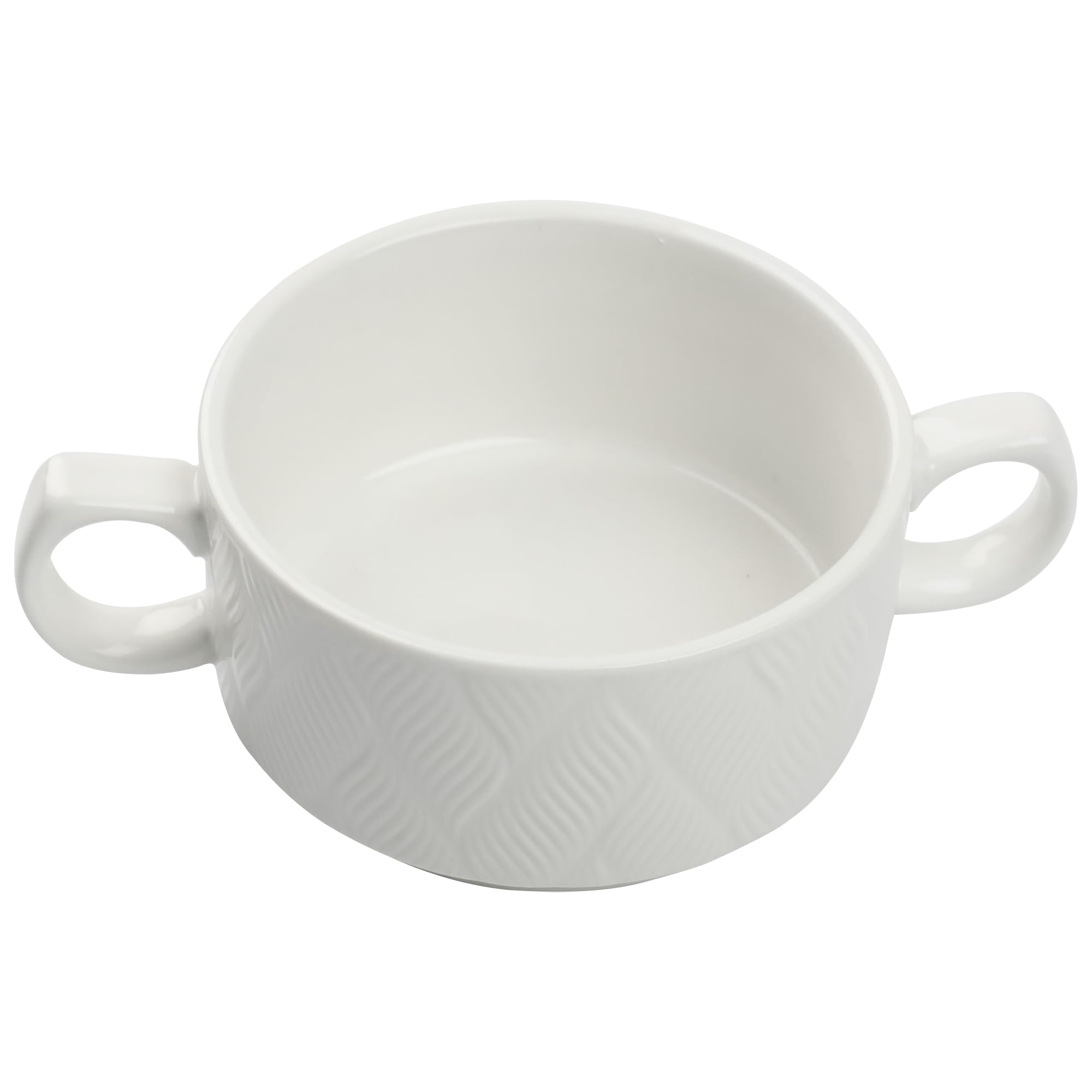 6 x Suppenschalen aus Keramik - 300 ml - Weiß Suppenschüssel mit Griffen Set von 6 - Suppenschüsseln für Suppe, Müsli, Ramen - Suppenteller - Suppentassen - Müslischalen