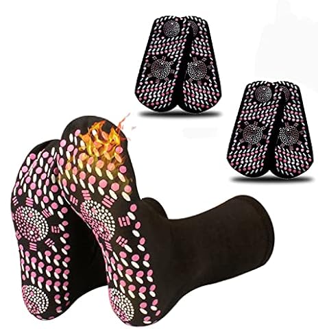 2 Pairs Self Heating Socks, Tourmaline Slimming Health Sock,Unisex Winter Thermal Heated Sock Anti-Freezing Breathable Foot Warmer Sock for Winter Outdoor Skiing Running Walking Fishing 39-44(Black) Cover