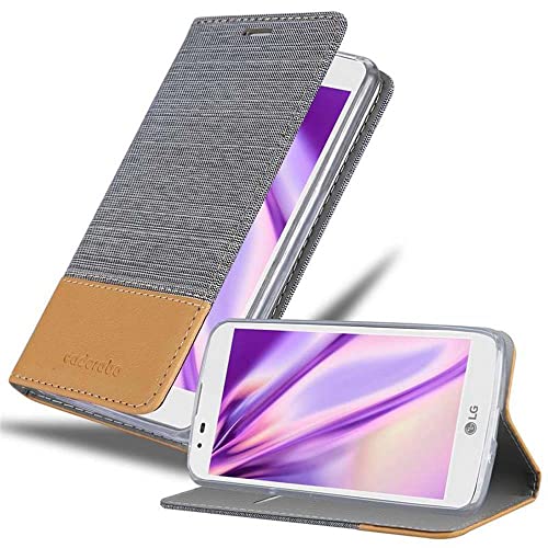 Image of cadorabo Book Case works with LG K7 in LIGHT GREY BROWN - with Magnetic Closure, Stand Function and Card Slot - Wallet Etui Cover Pouch PU Leather Flip