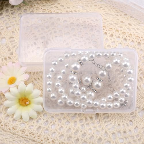 Image of 6 Pcs Clear Plastic Storage Containers Box, Small Rectangle Organizer with Hinged Lid, Small Plastic Case for Collecting Business Cards, Accessories, Crafts, Beads, Jewelry, Screws