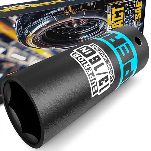 Image of 1 /2 inch Drive Impact Socket, 13 /16 inch Deep Socket, SAE, 6 Point, CR-V, for Car Repair, Loosen the Fastening Nut