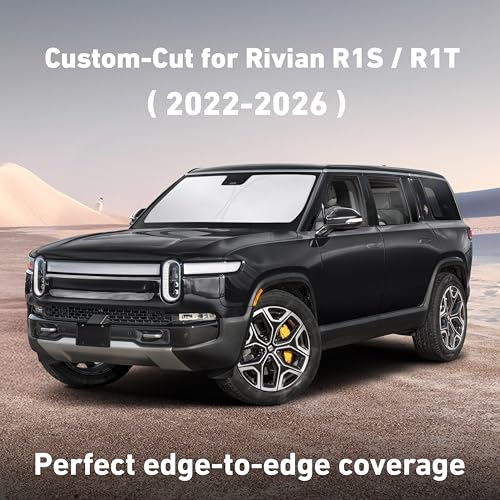 Image of EcoNour Windshield Sunshade Compatible for Rivian R1S / R1T 2022-2024 2025 2026, Sun Visor for Front Windshield & Window Sun Shade Cover, UV Heat Blocker & Protector, Car Accessories