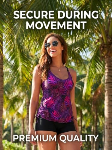 Image of Tempt Me Two Piece Tankini Swimsuits for Women Tummy Control Bathing Suit with Shorts Athletic Swimwear