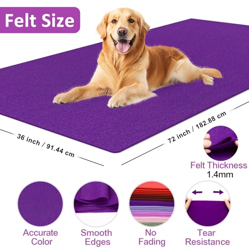 Image of XSEINO Purple Large Felt Fabric 72 inch X 36 inch(2 Square Yards), 1.4 mm Thick Soft Felt Fabric Sheet for Crafts, Purple Series Colors Soft Nonwoven Fabric, Fit for Decoration, Sewing, DIY Crafts