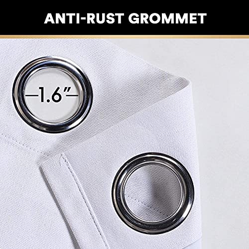 Image of PrinceDeco Black Out Curtains 84 Inch Long 2 Panels Burg 100% Linen Blackout Curtains for Bedroom Living Room Anti-Rust Grommet Linen Blackout Drapes with White Liner,42 X 84, Pearl White