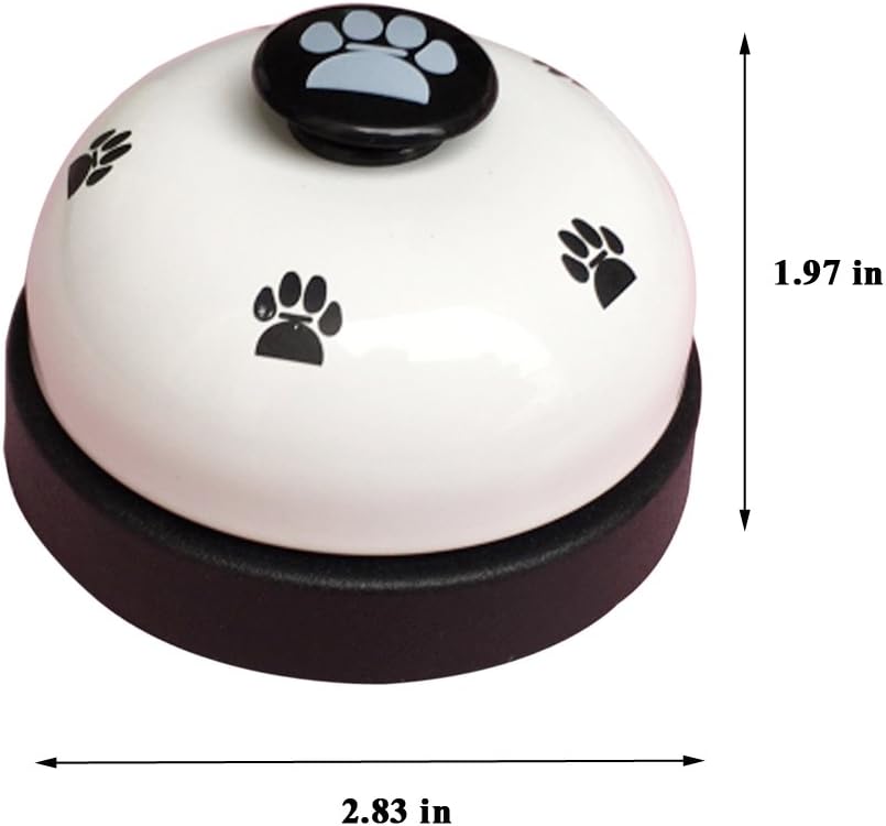 Olpchee Metal Desk Call Bell Dog Training Bells with Footprints Pattern for Kitchen Counter Reception (White) : Office Products