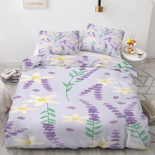 Housse de couette violette 90x190 sans repassage zippée facile Kg878