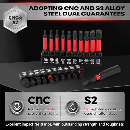 Image of Serplex 21pcs Allen Wrench Drill Bits, S2 Steel 1 /4 inch Hex Bit Set, CNC Tip Screwdriver Bits, Drill Bit, Impact Hex Bits Set for Electronic Devices Disassembly-Red