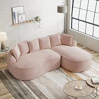 Wakgesy canapé d'angle en L modulaire, en Chenille Rose, Dimensions 252 x 164 x 67 cm, Mousse Haute densité 32