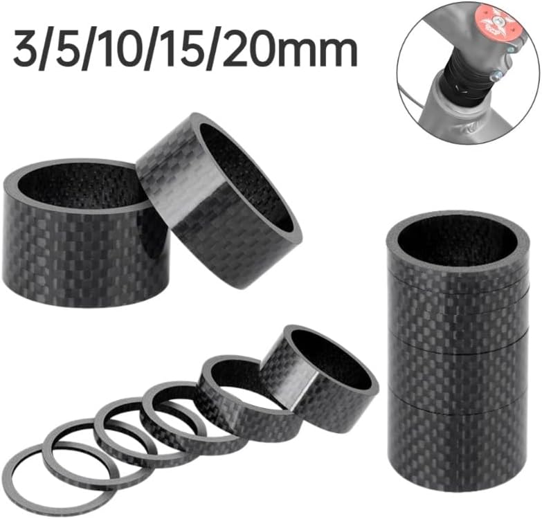 4/5pcs/set Bicycle Headset Washer Stem Spacer 3/5/10/15/20mm Carbon Fiber Bike Washer Spacing Pad Ring Kit for 28.6mm Front Fork for Bikes(1pc-10mm)