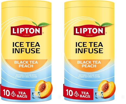 Image of Lipton Ice Tea Infuse Black Tea Peach Cold Brew Tea Bags for On-The-Go or At Home - 10 Count (Pack of 2)