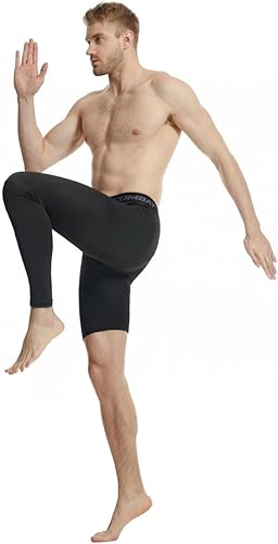 Miniatura 6 de Pantalones deportivos ajustados de una sola pierna de baloncesto para hombre, pantalones de compresión de 12 de una pierna, ropa interior atlética