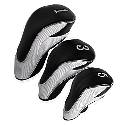 Andux Space ゴルフマジックテープ クラブヘッドカバー 460cc 交換可能な番号タグ付き 3個セット MT/MG08