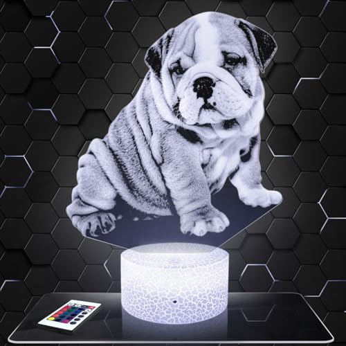 Lampephoto.fr - Lampe 3D Chien Bulldog, Décoration Collection Animal Domestique, Idée Cadeau Homme Femme, Objet Chien Bulldog Veilleuse Adulte, Déco...