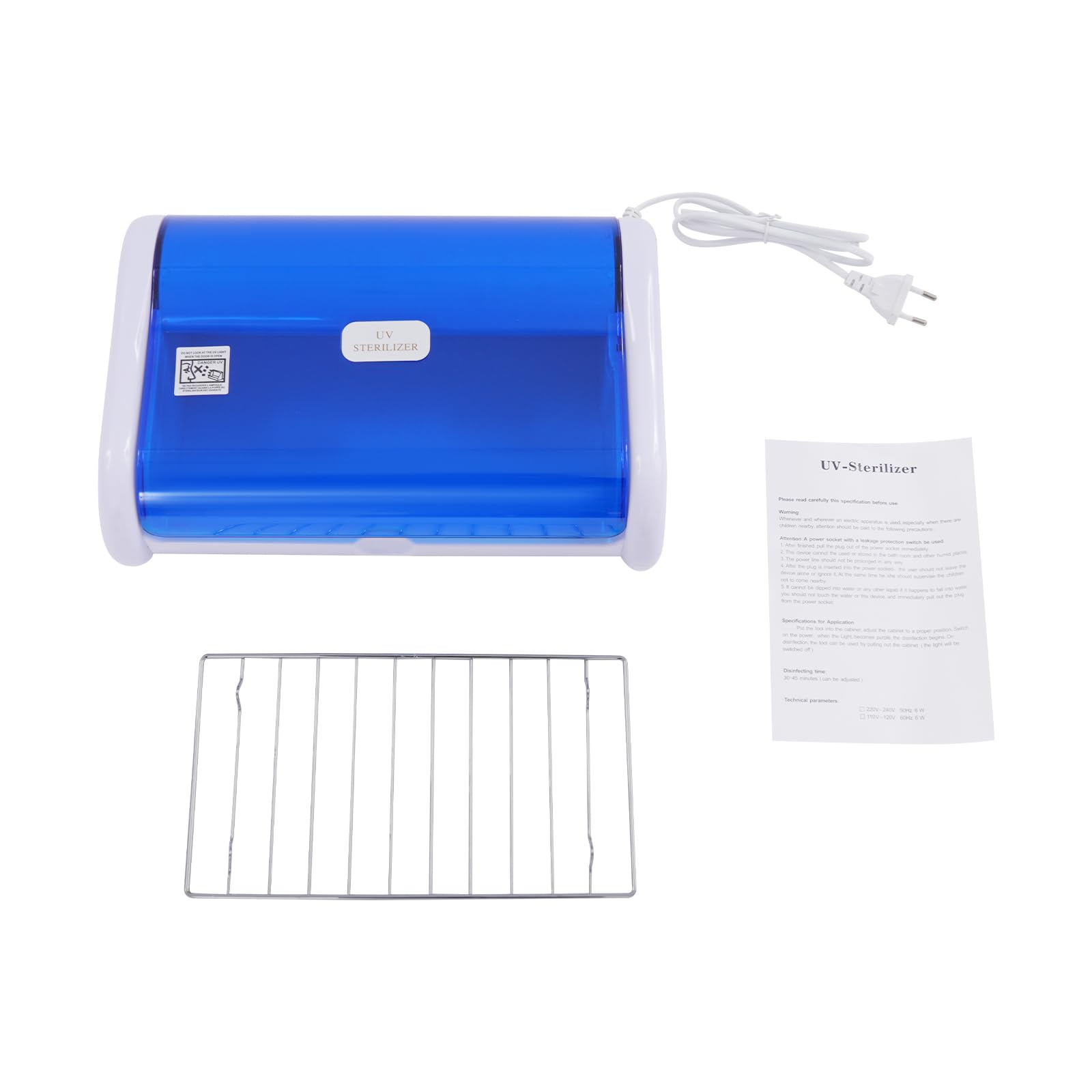 Esterilizador UV de salón de belleza, bandeja desinfectante, manicura, metal y plástico, esterilizador de herramientas de uñas para herramientas de maquillaje, cortaúñas, limas, cepillos y maquinillas