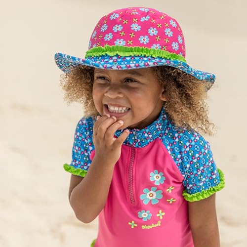 Playshoes Cappello Da Sole Con Protezione Uv, Copricapo Con Cuffia Da Bagno Bambine E Ragazze, Fiori, 51 - 2