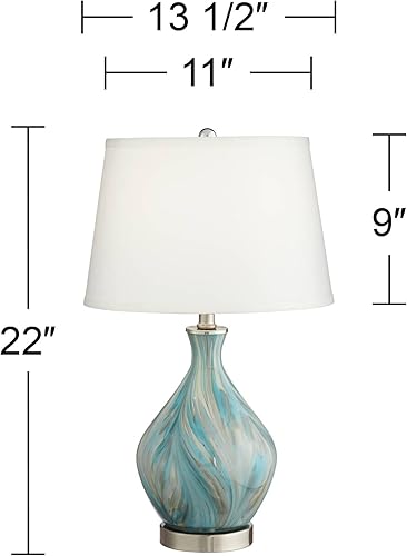 Miniatura 4 de 360 Lighting Cirrus - Juego de 2 lámparas de mesa decorativas costeras pequeñas y modernas de 22 pulgadas de alto, hechas a mano con cristal azul,