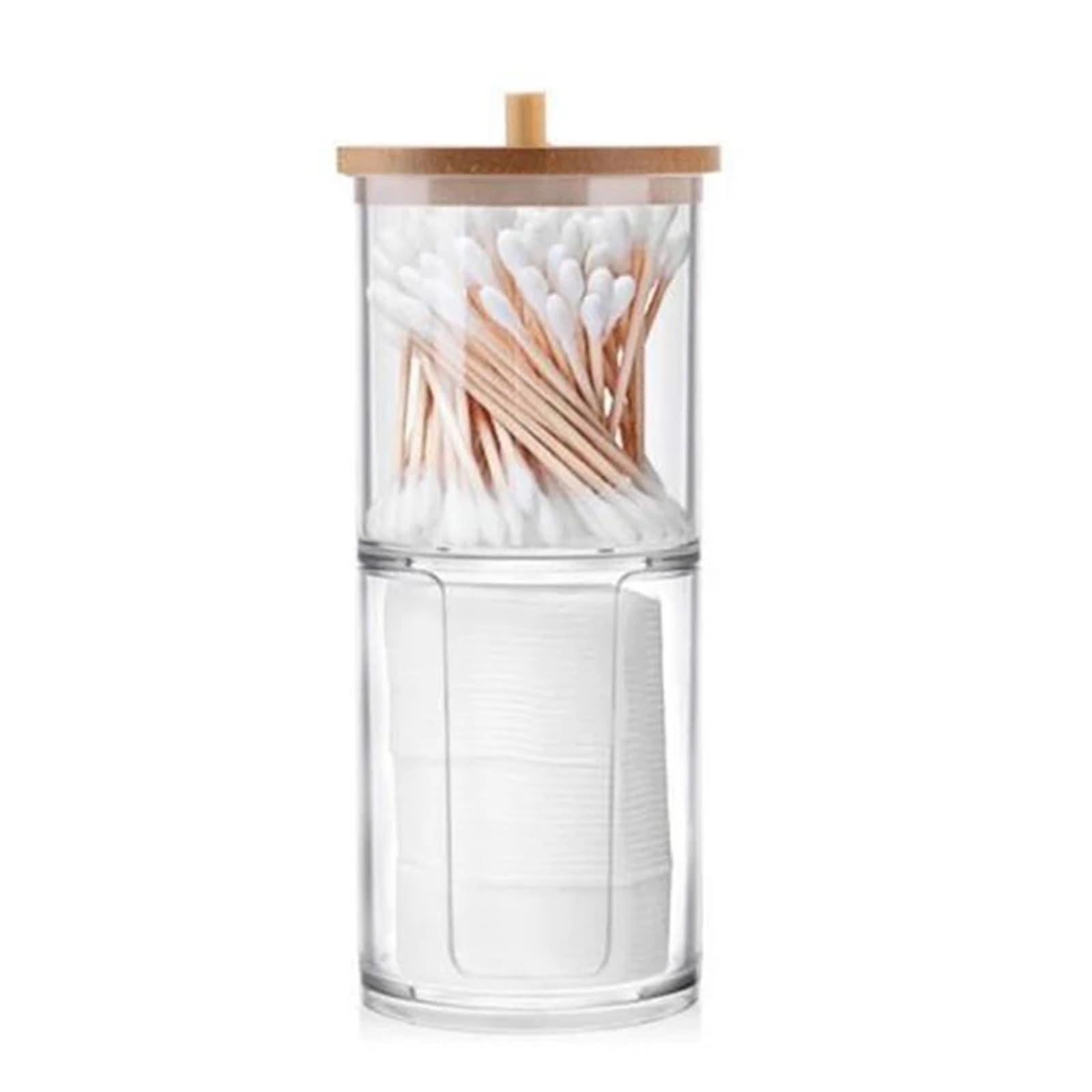 AHUFGN Cotton Pad Holder Cotton Swab Storage Box Portable Circular Container 2-in-1 Household Makeup Puff And Removal