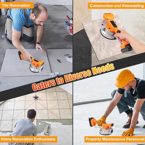 MINENICE Fliesenrüttler, Fliesen Vibrationsgerät, 145 mm Saugnapf, Akku Fliesenleger Maschine mit 9 Gang Geschwindigkeit, Fliesenvibrator für 0.3-2.4m Fliesen, Wandfliesen (inkl. 2 Batterien)