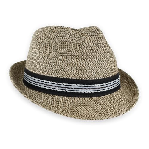 Image of Belfry Men /Women Summer Straw Pork Pie Trilby Fedora Hat in Blue, Tan, Black