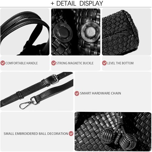 Image of Woven Tote Bag for Women, Hobo Bag for Work, Large Beach Travel Handbags and Purses, Retro Shoulder Bag, Shopping Bag