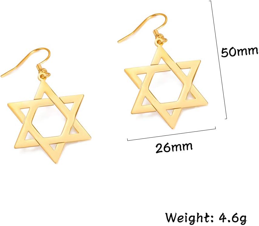 LIKGREAT Star of David Earrings Drop Dangle Earrings for Women Jewish Earrings Hanukkah Gift Six pointed Star Stainless Steel Stud Earrings - Image 6