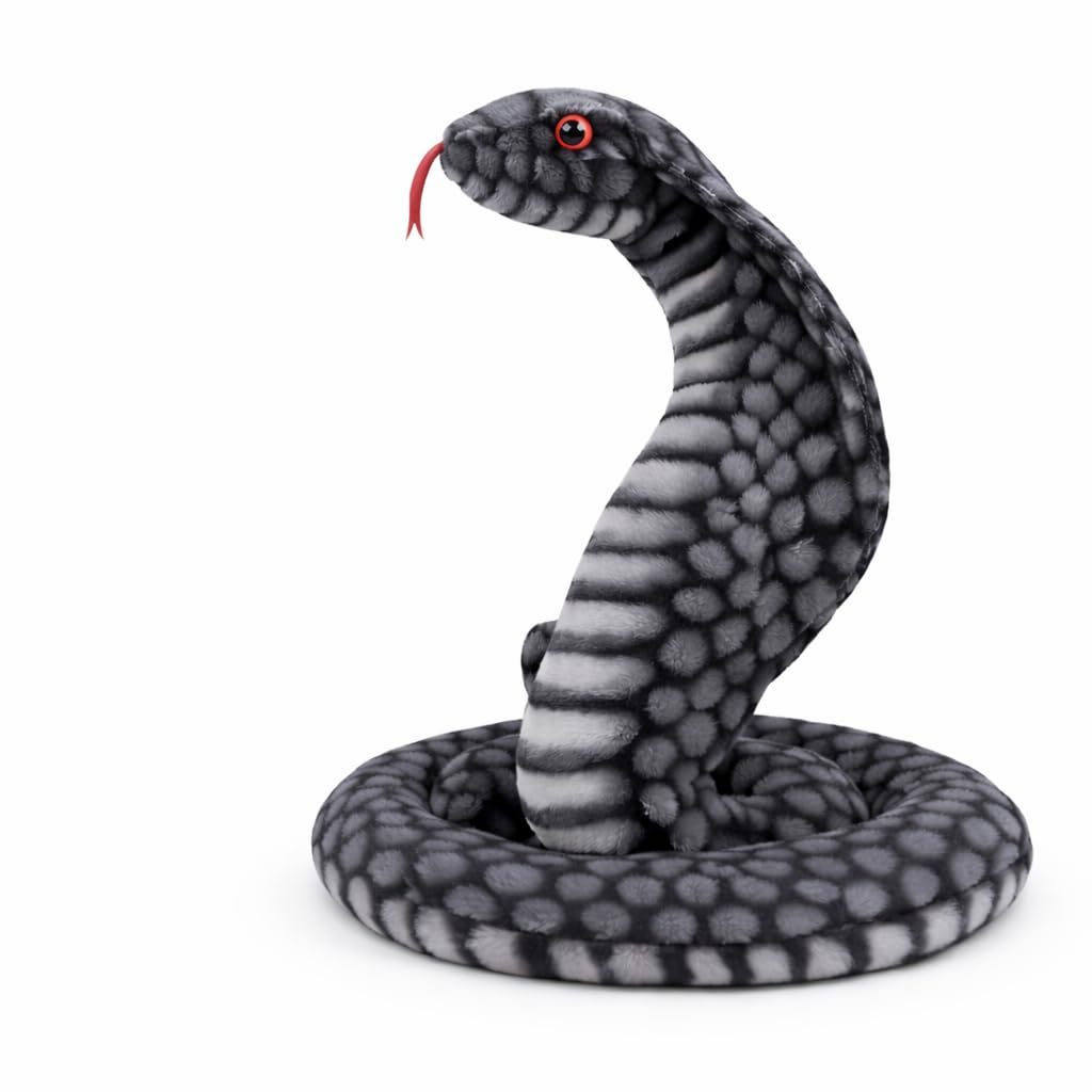 Plush Snake Soft Toy for Kids | 90 cm Long Realistic Cobra Stuffed Animal | Ultra Soft & Huggable Plush Toy for Boys & Girls | Black & Grey-image-38