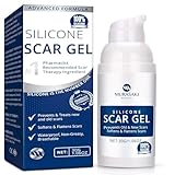 100% Silicone Scar Gel Scar Cream - Advanced Scar Gel for Surgical Scars, C-Section, Stretch Marks, Acne, Injury, Burns, Keloids, Old and New Scars 1.06oz(30g) (Maximum Strength 100% Silicone)