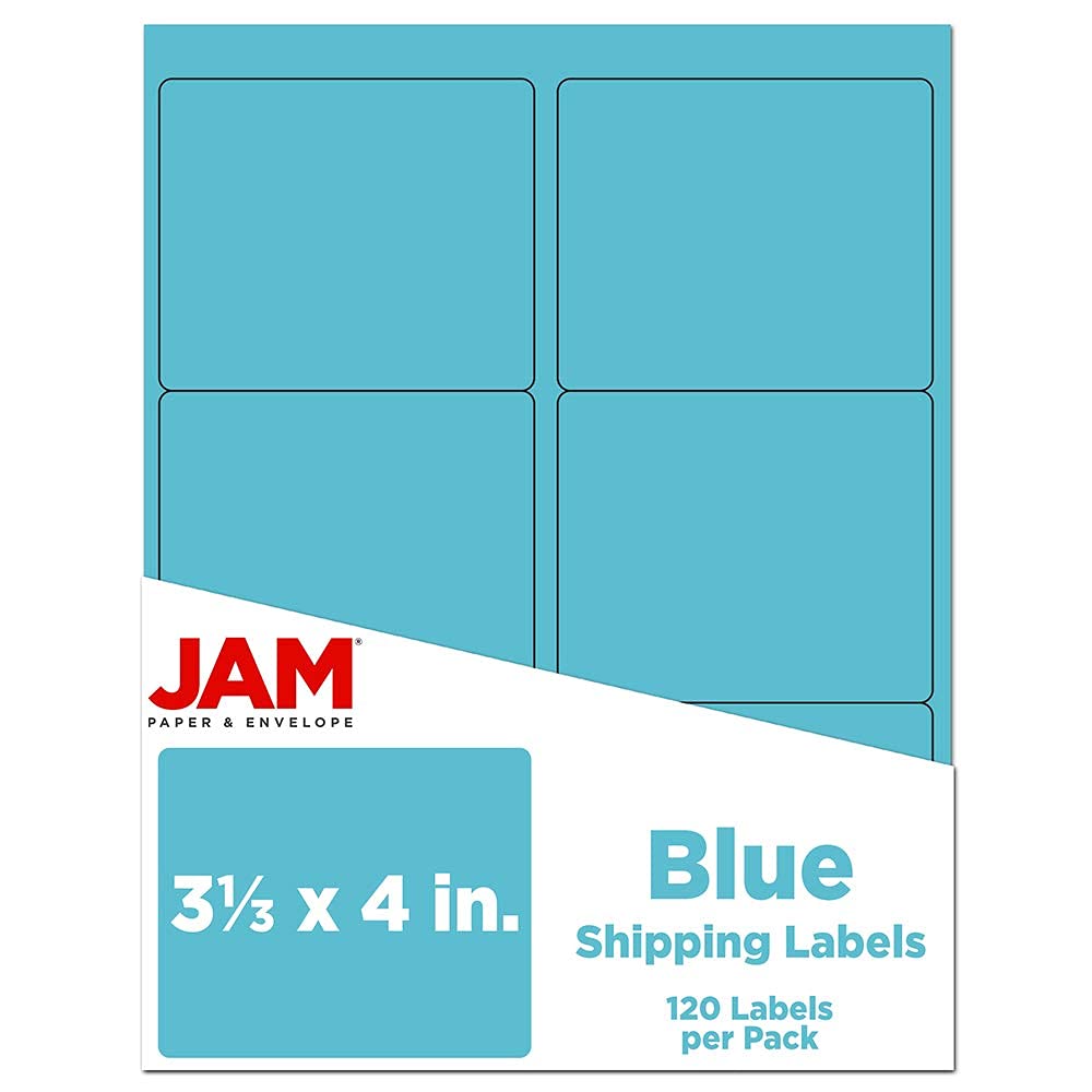 JAM PAPER Shipping Address Labels - Large - 3 1/3 x 4 - Blue - 120/Pack