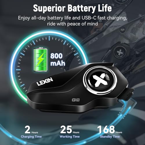 Lexin G1 Motorcycle Bluetooth Headset, Helmet Bluetooth Speakers With 2 Type Mics thumb #4