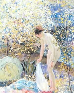 Peinture à l'huile Cherry Blossoms 1913 Frieseke, pour habiller un mur vide avec une toile 12x16