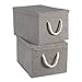 TERRA SELL Hochwertige Aufbewahrungsbox mit Deckel aus Stoff zum Falten mit weißen Seilgriffen, Kordelgriffen/Ordnungsbox/Sortierbox/Faltboxen im 2er-Set 30x25x20cm (grau),
