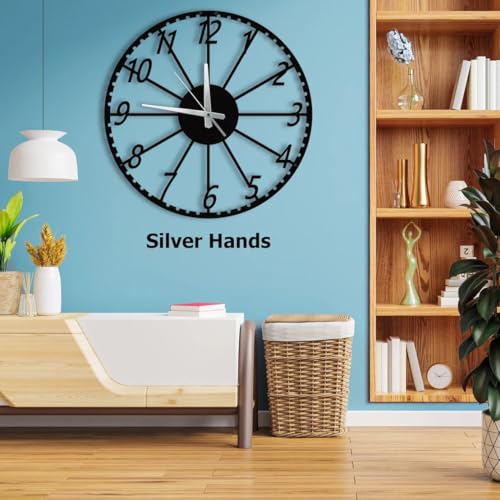 Image of The Art of Ingenuity Designer Stylish Metal Analog Wall Clock for Living Room, Antique, Big Size (Style-14, 60CM), Black